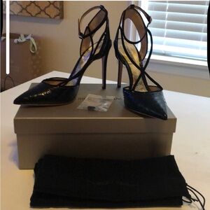 ISO Elegant Black patent Stiletto Heels Giorgio Armani, multi strap
